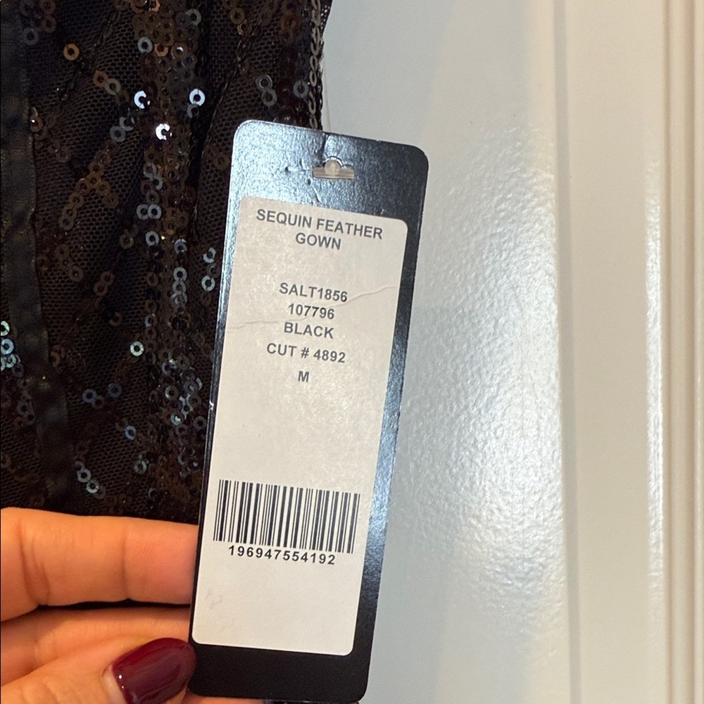 bebe Black Strapless Feathered Gown - Picture 9 of 12